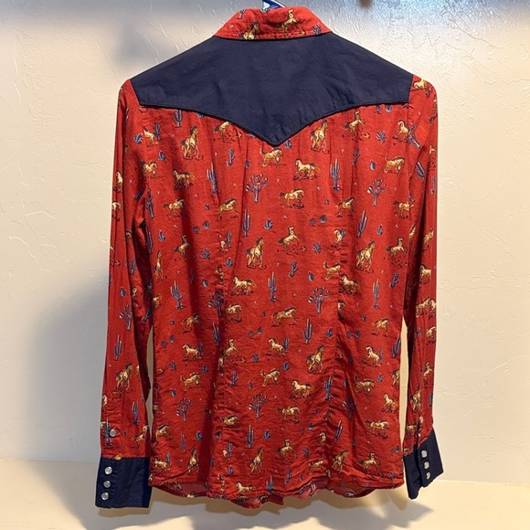 Tin Haul Red and Navy Button Down Shirt - Picture 5 of 5